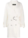 Balmain Boucle Belted Coat  In 0fa White