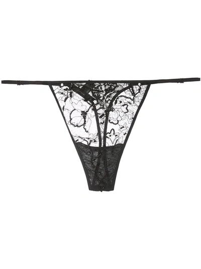 Kiki De Montparnasse Lace-detail Thong In Black