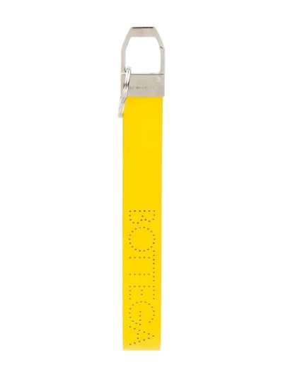 Bottega Veneta Perforated Logo Keyring In Yellow