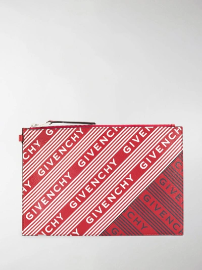 Givenchy All Over Logo Print Clutch In Red