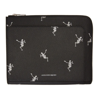 Alexander Mcqueen Dancing Skeleton Document Holder In Black