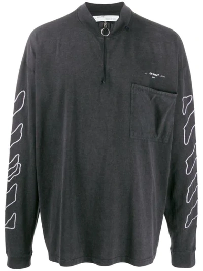 Off-white Zipped Collar Diag Sweatshirt In Black