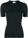 Courrèges Rib Knit Fitted Top - Black