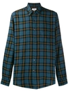 Aspesi Checked Long Sleeved Shirt In Blue