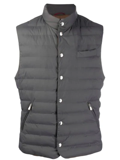 Brunello Cucinelli Funnel Neck Padded Gilet In Gray