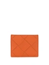 Bottega Veneta Intrecciato Detailed Cardholder In Orange