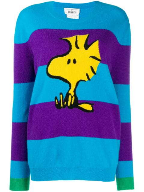Chinti & Parker Striped Snoopy Jumper In Blue | ModeSens