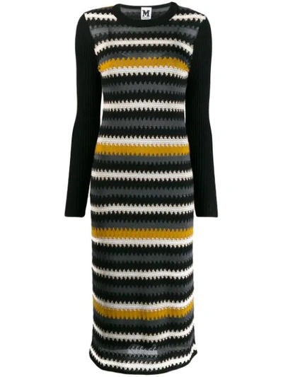 M Missoni Zig Zag Knitted Dress In Black