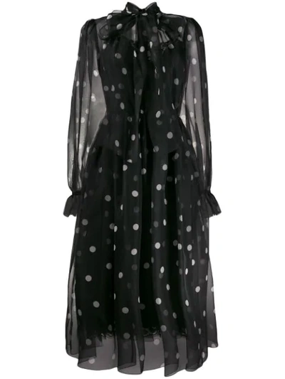 Dolce & Gabbana Tulle Polka Dot Print Dress In Black
