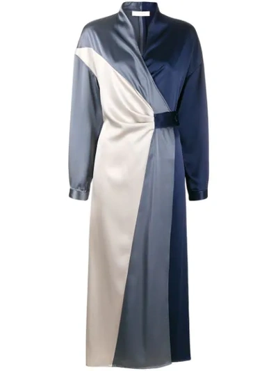 Ssheena Colour Block Design Dress In Blue