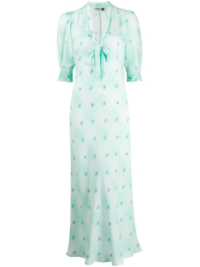 Rixo London Ditsy Floral-print Dress In Check Ditsy Floral Mint (green)