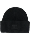Dondup Ribbed Beanie Hat In 999 Black