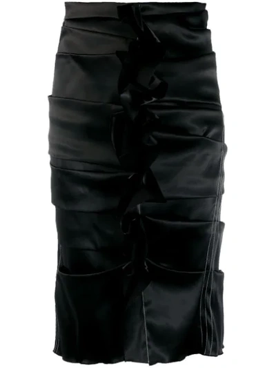 Acne Studios Uneven Horizontal Side Pleats Skirt In Black