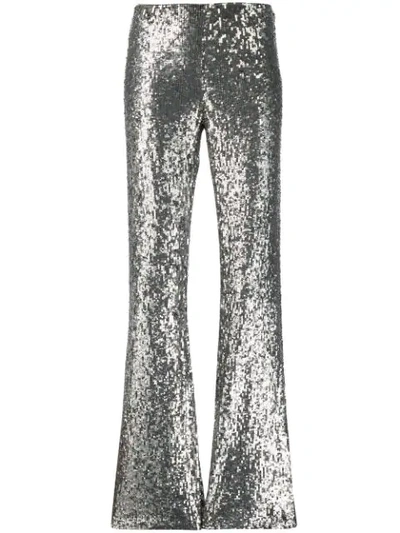 P.a.r.o.s.h. Sequinned Flared Trousers In Silver