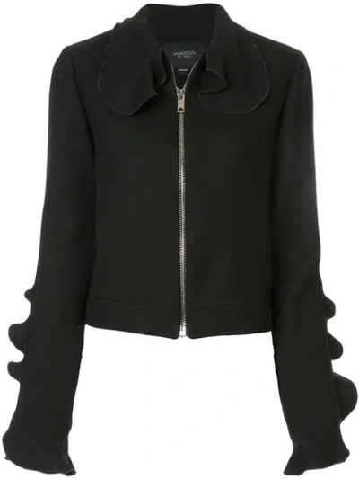 Giambattista Valli Ruffle Detail Cropped Jacket In Black