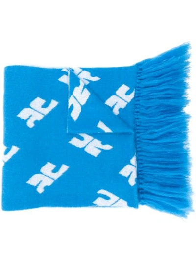 Courrèges Monogram Print Oversized Scarf In Blue