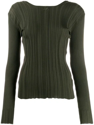 Courrèges Ribbed Sweater In Green
