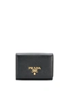 Prada Logo Appliqué Wallet In Black