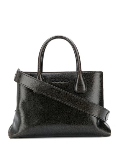 Miu Miu Top Handles Leather Handbag In F0192 Ebano