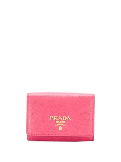 Prada Logo Appliqué Wallet In Pink