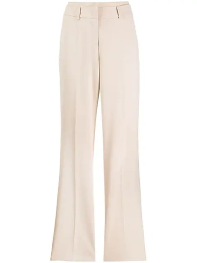 Cambio Creased Straight Leg Trousers In Neutrals