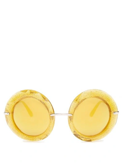 Dolce & Gabbana Round-frame Glitter-acetate Sunglasses In Yellow