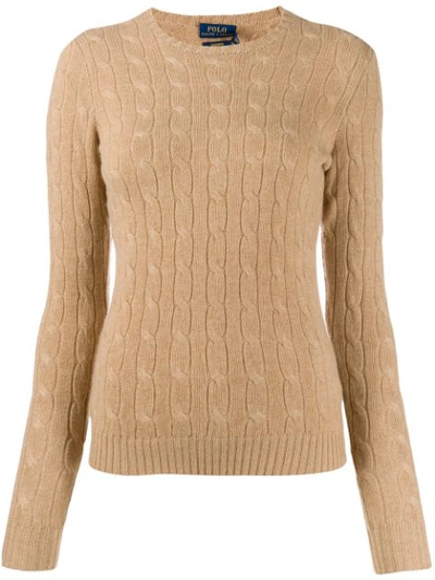 Polo Ralph Lauren Fitted Cable-knit Sweater In Brown