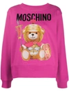 Moschino Teddy Bear Oversized Sweatshirt In Fuchsia