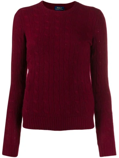 Polo Ralph Lauren Cable-knit Fitted Sweater In Red