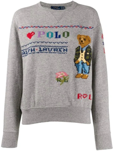 Polo Ralph Lauren Polo Bear Embroidery Sweatshirt In Dark Vintage Heather