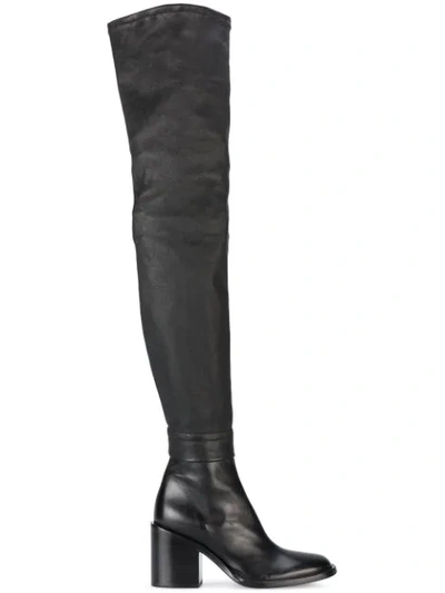 Ann Demeulemeester Stretch-leather Thigh Boots In Black