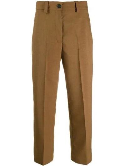 Erika Cavallini Cropped Tailored Trousers In Brown