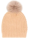 Danielapi Pom-pom Knitted Hat In Neutrals