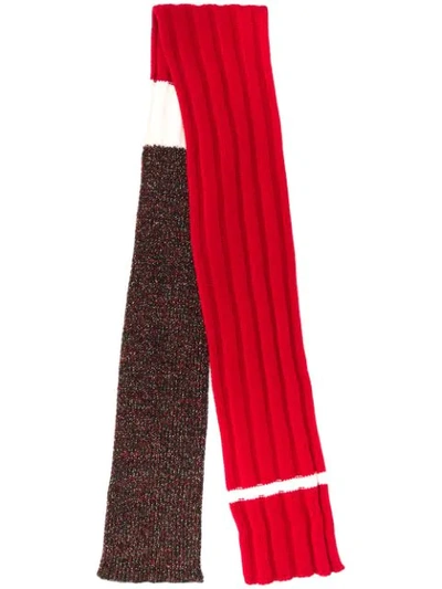 Plan C Ribbed Scarf In Red