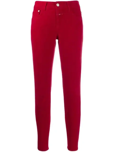 Closed Five Pocket Design Trousers In Red
