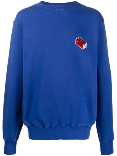 Marni Embroidered Logo Sweatshirt In Blue