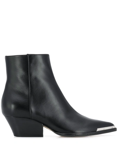 Sergio Rossi Metal Detail Ankle Boots In Black