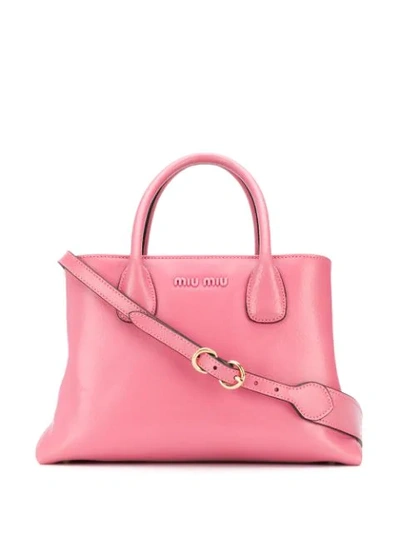 Miu Miu Logo Plaque Tote Bag In Pink