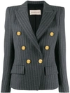 Alexandre Vauthier Pinstripe Double Breasted Blazer In Grey