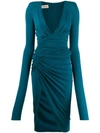 Alexandre Vauthier Plunge Fitted Dress In Blue