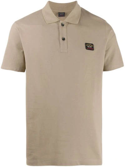 Paul & Shark Logo Patch Polo Shirt In Neutrals