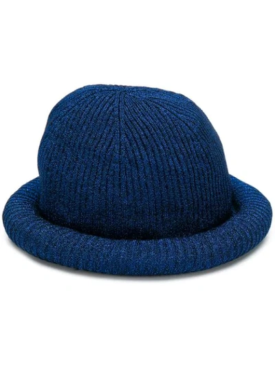 Missoni Ribbed Knit Hat In Blue