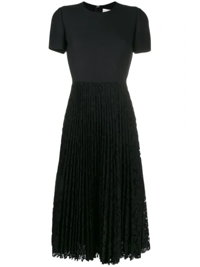 Valentino Short-sleeve Crepe Couture Cocktail Dress In 0no Black
