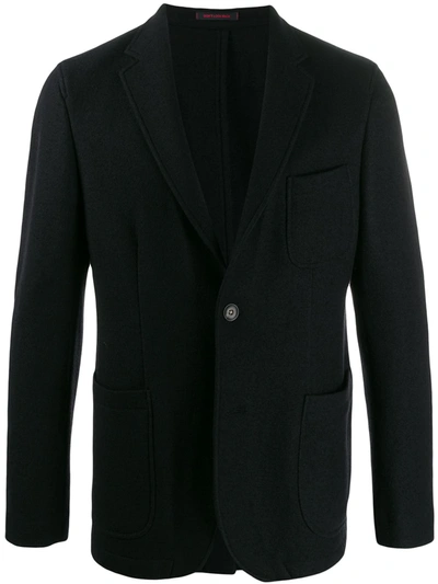 The Gigi Single Breasted Knitted Blazer In Black