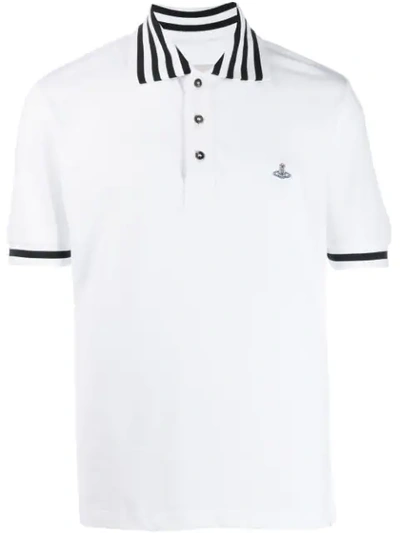 Vivienne Westwood Striped Trim Polo Shirt In White