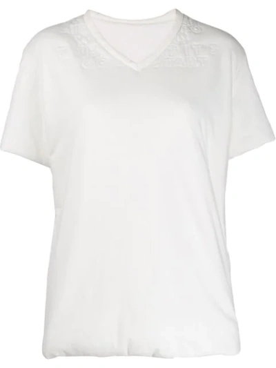 Mm6 Maison Margiela Padded V-neck T-shirt In White