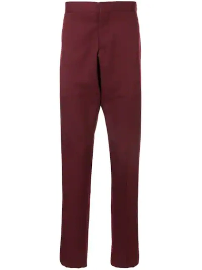 Thom Browne Rwb Stripe Detail Slim-fit Trousers In Red