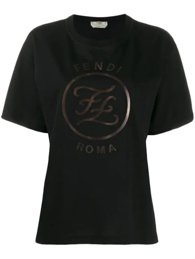 Fendi Ff Kaligraphy T-shirt In F0gmf Black Brown