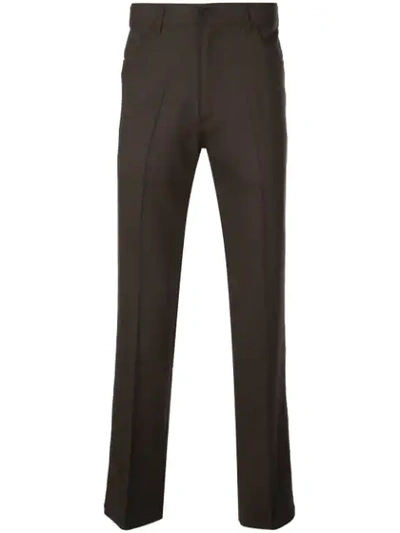 Second / Layer Straight Tailored Trousers In Brown