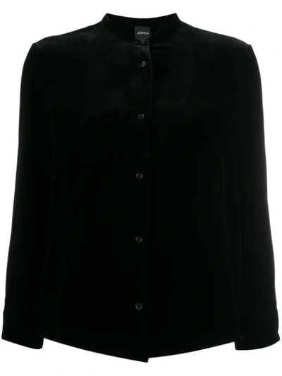 Aspesi Long Sleeved Velvet Blouse In Black